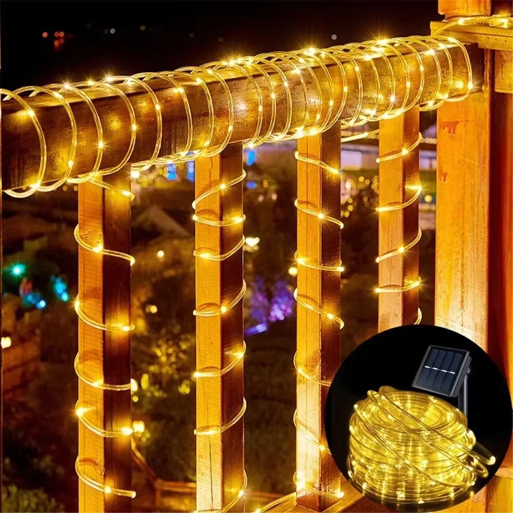 Solar LED Tube String Lights Waterproof Outdoor Garden Party Decor 1