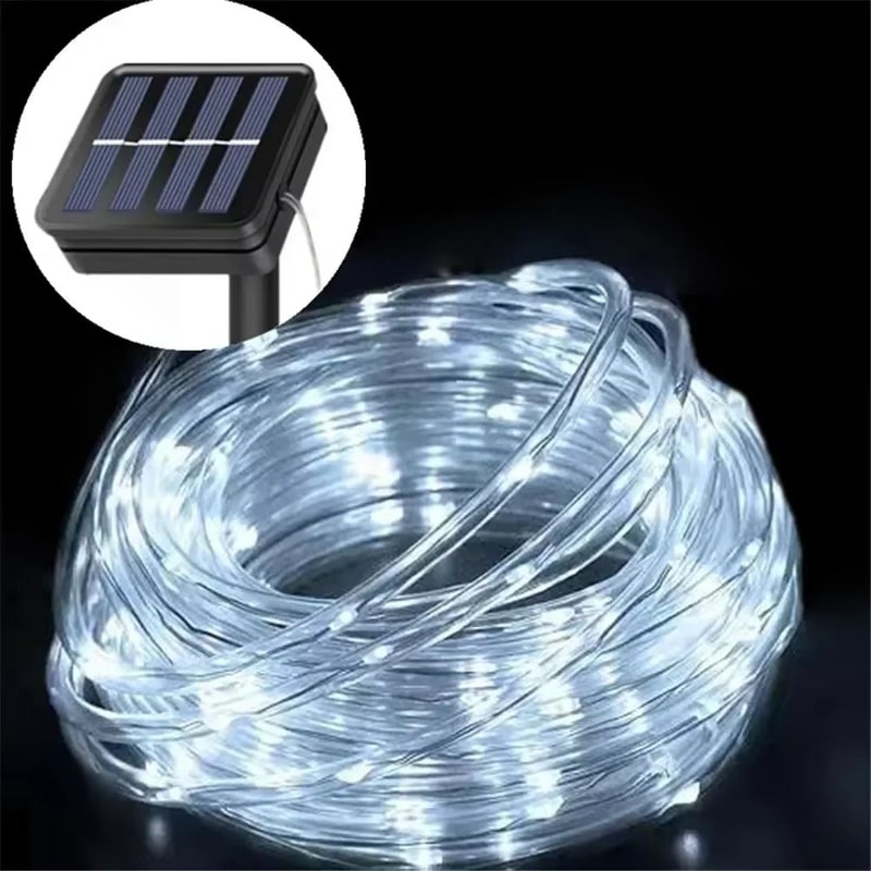 Solar LED Tube String Lights Waterproof Outdoor Garden Party Decor 7