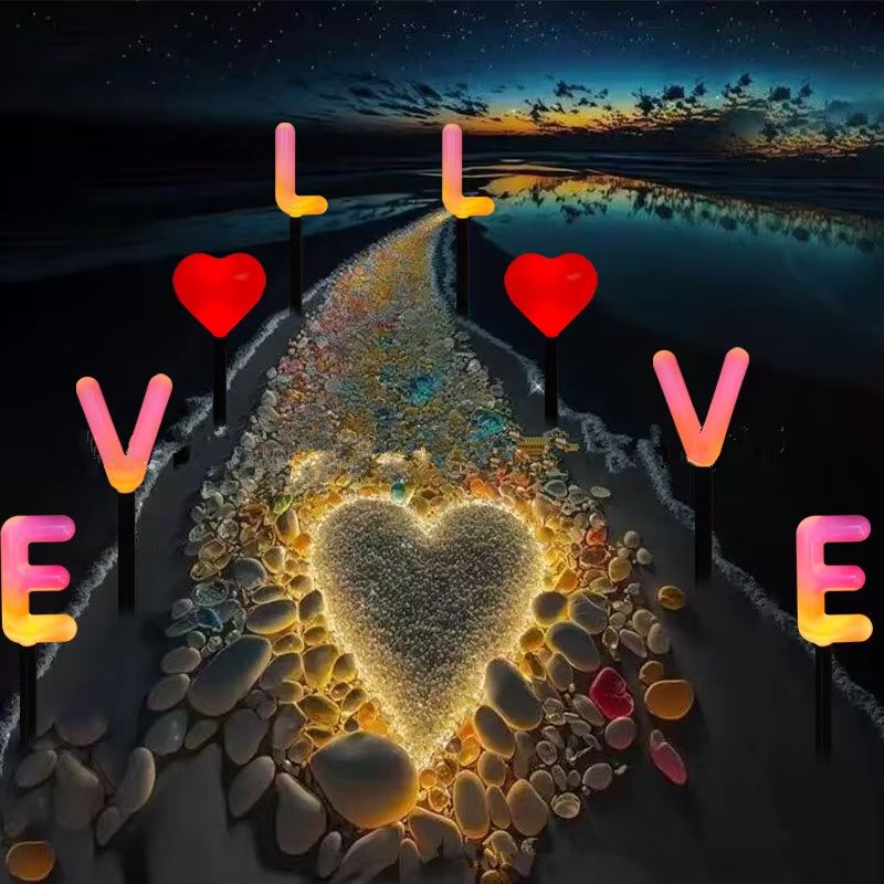 Solar Love Letter Ground Lights 4PCS Waterproof Romantic Garden Pathway Decor 0