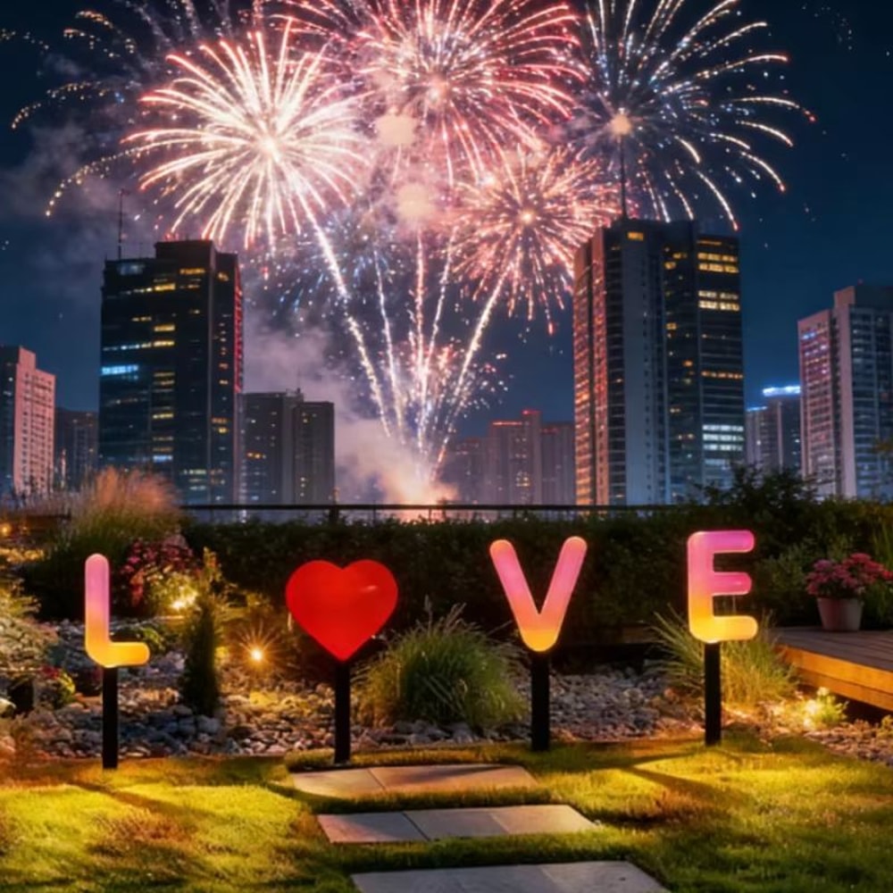 Solar Love Letter Ground Lights 4PCS Waterproof Romantic Garden Pathway Decor 2