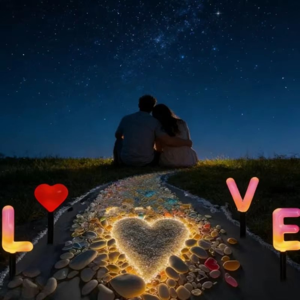 Solar Love Letter Ground Lights 4PCS Waterproof Romantic Garden Pathway Decor 3