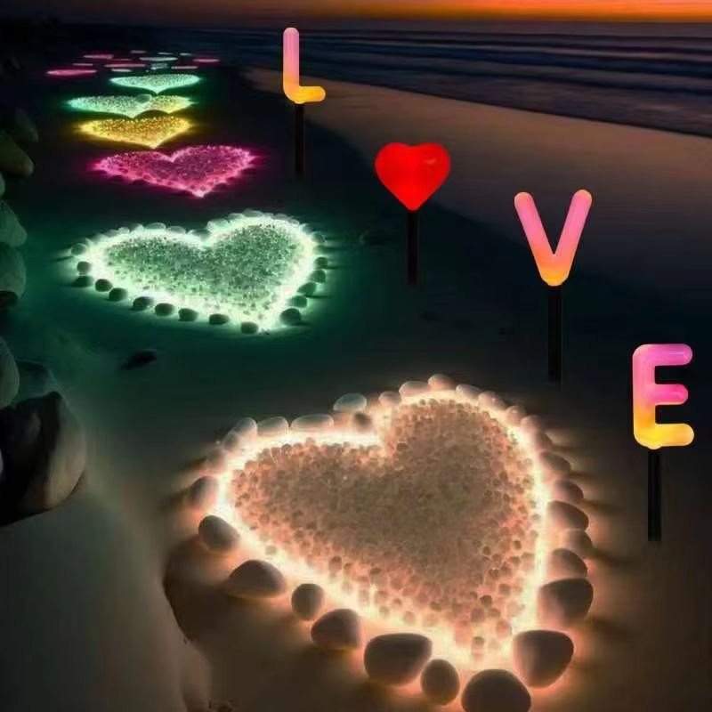 Solar Love Letter Ground Lights 4PCS Waterproof Romantic Garden Pathway Decor 4