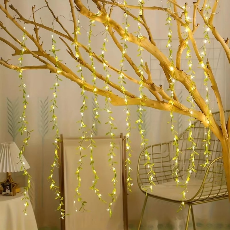 Battery Powered Green Willow String Lights For Bedroom Living Room And Party Decor 4