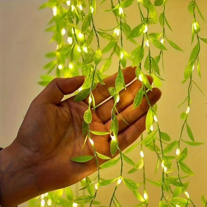 Battery Powered Green Willow String Lights For Bedroom Living Room And Party Decor 6