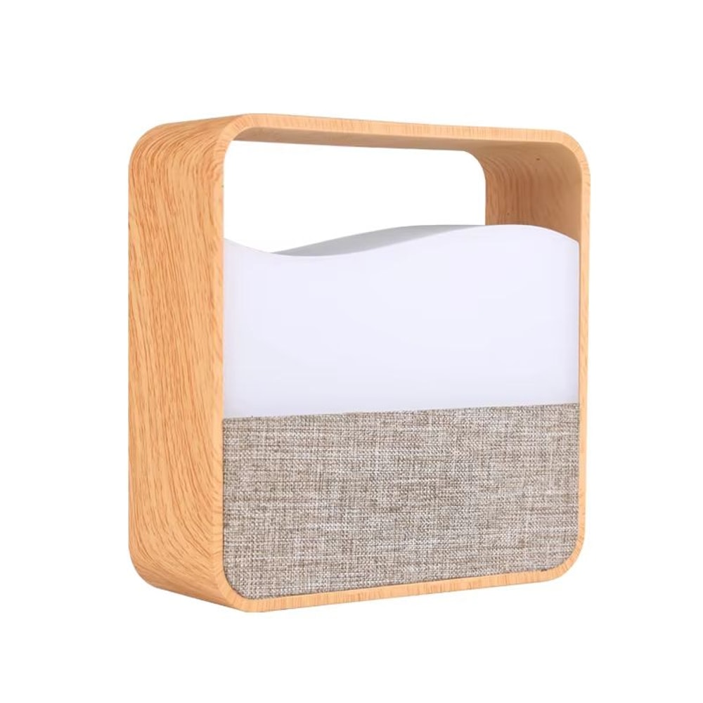 Rechargeable Wood Grain Alarm Clock Night Light Portable Bedside Lamp For Sleep And Travel 6