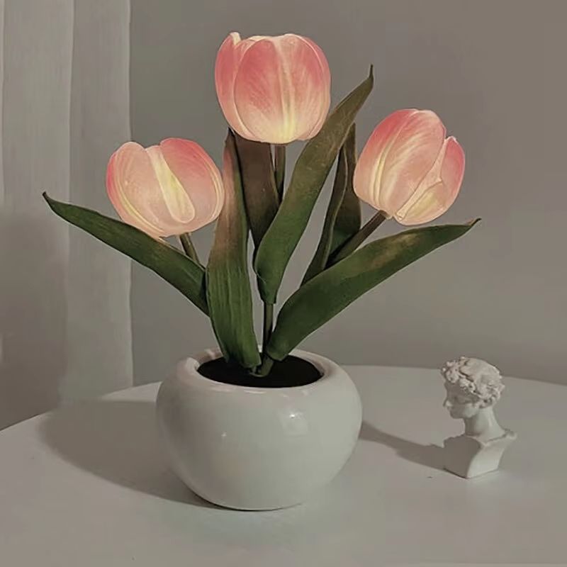 LED Tulip Night Light Bouquet Romantic Battery Powered Bedside Flower Lamp 9