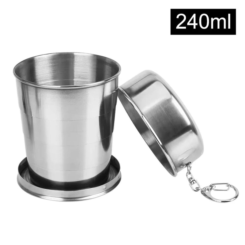 Collapsible Stainless Steel Travel Cup With Keychain Portable Folding Drinking Cup 8
