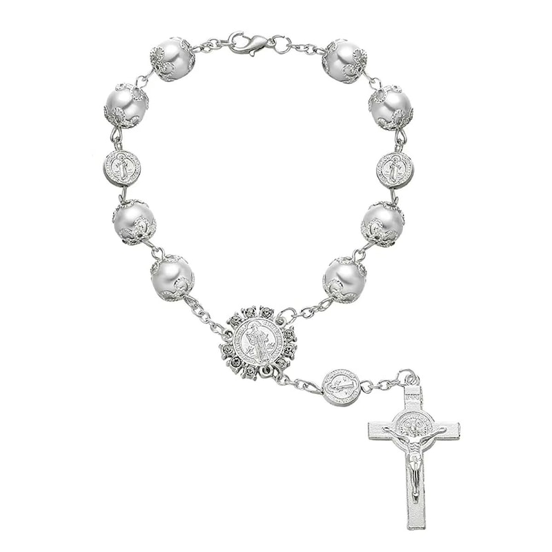 Retro Pearl Cross Car Hanging Ornament Elegant Rearview Mirror Car Charm 6