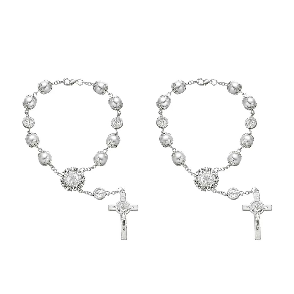 Retro Pearl Cross Car Hanging Ornament Elegant Rearview Mirror Car Charm 7