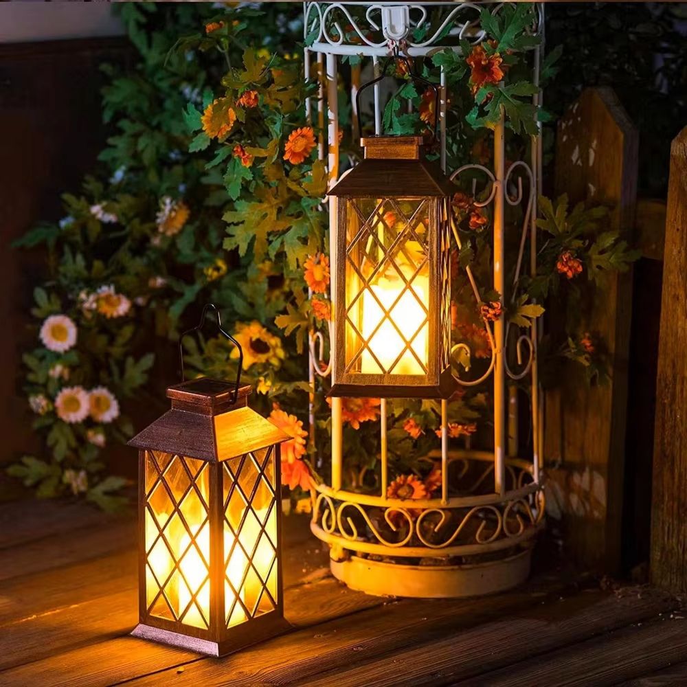 Solar Lantern Outdoor Hanging Lights Waterproof Retro Candle Garden Decor 0