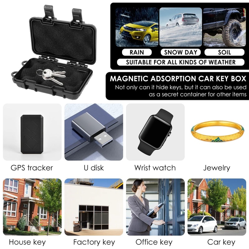 Waterproof Magnetic Key Holder Under Car Hidden Spare Key Box 4