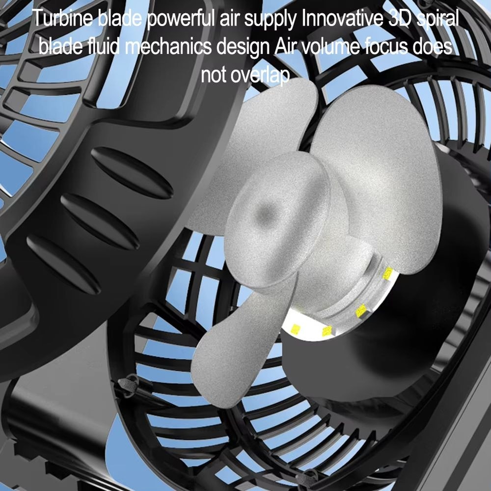 Portable USB Rechargeable Camping Fan With Light And 360 Hanging Hook 2