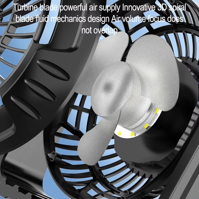 Portable USB Rechargeable Camping Fan With Light And 360 Hanging Hook 2