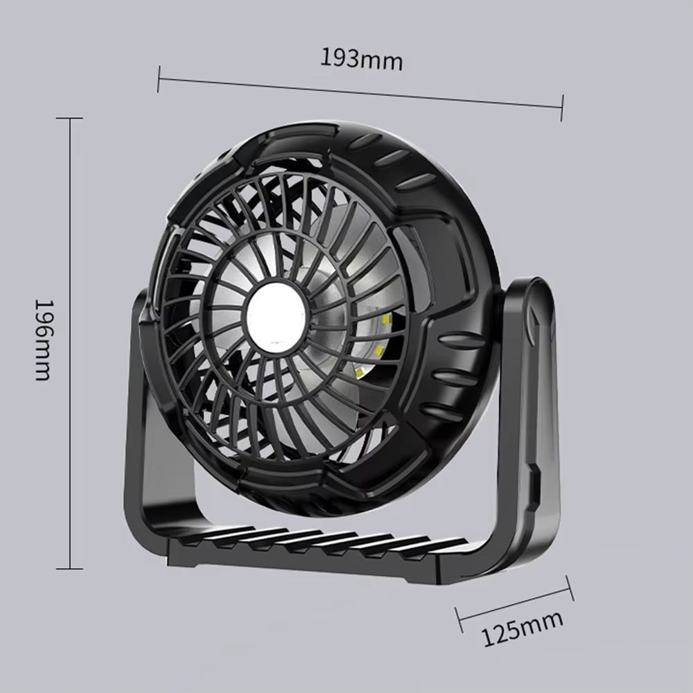 Portable USB Rechargeable Camping Fan With Light And 360 Hanging Hook 5
