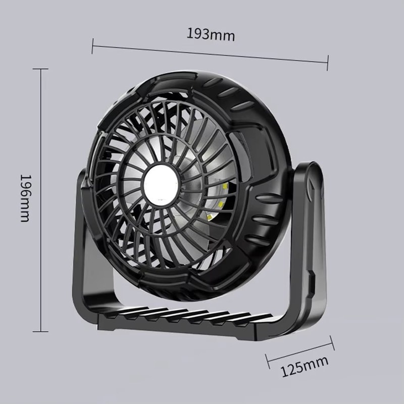 Portable USB Rechargeable Camping Fan With Light And 360 Hanging Hook 5