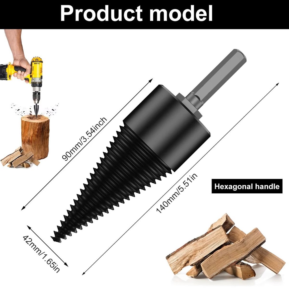 Heavy Duty Firewood Log Splitter Drill Bit High Carbon Steel Wood Splitting Cone 124PCS 11