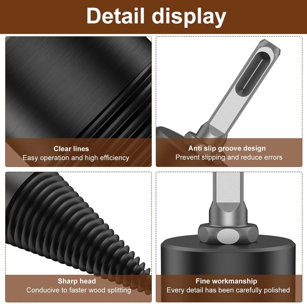 Heavy Duty Firewood Log Splitter Drill Bit High Carbon Steel Wood Splitting Cone 124PCS 3