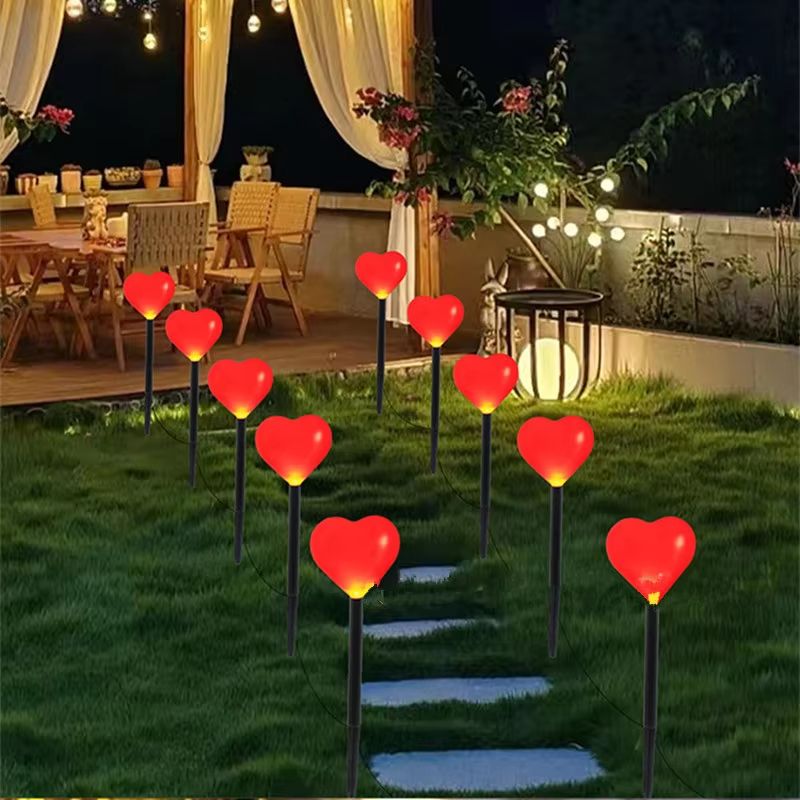5pcs Solar Heart Garden Lights Waterproof Romantic Outdoor Stake Decor 1