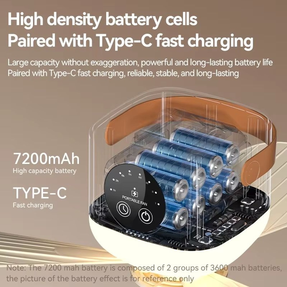 Portable Silent Ceiling Fan With LED Light USB Rechargeable Remote Control Lamp 4