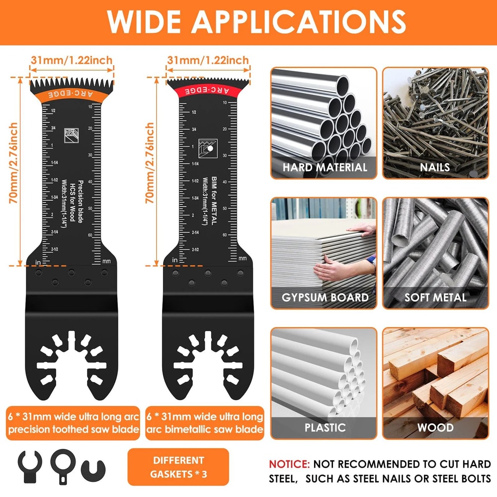 24PCS Universal Oscillating Saw Blade Set Multi Tool Precision Cutting Kit For Wood Metal Plastic 5