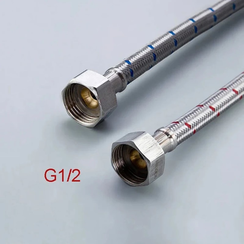 50cm Stainless Steel Braided Faucet Hose Flexible Water Supply Pipe For Hot And Cold 12PCS 3