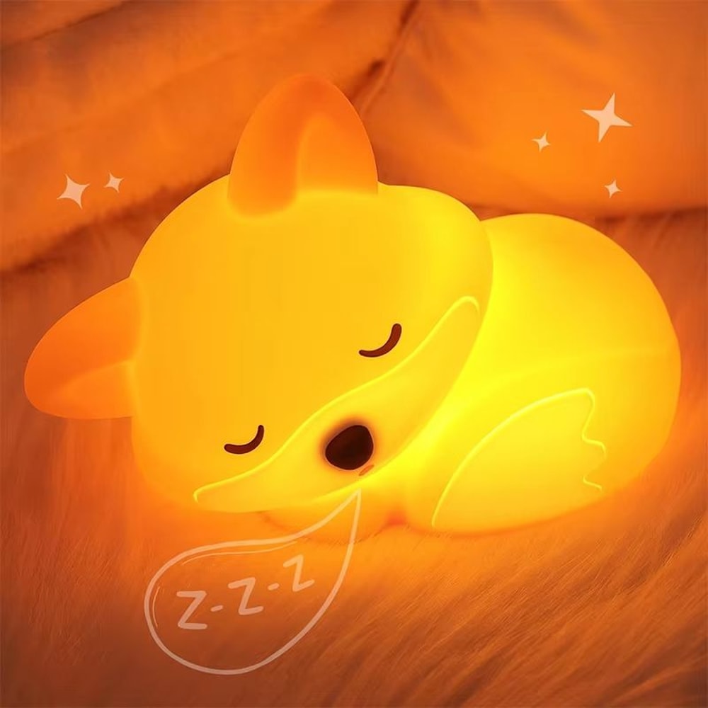 Rechargeable Cute Fox Silicone Night Light Dimmable Touch Lamp With Timer 2