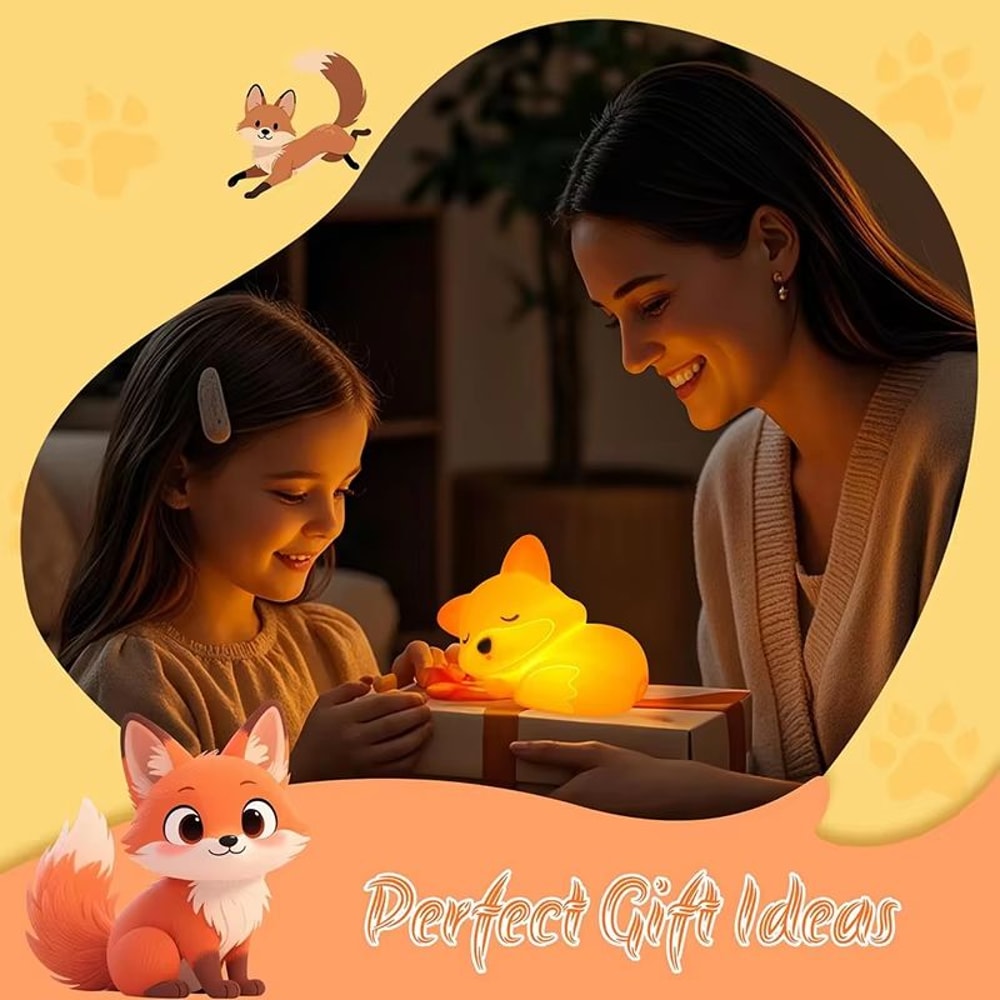 Rechargeable Cute Fox Silicone Night Light Dimmable Touch Lamp With Timer 5