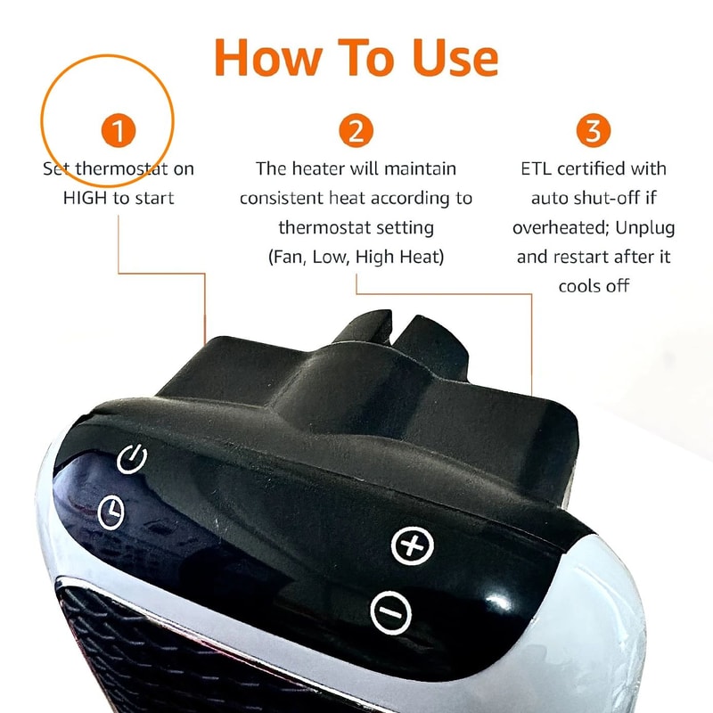 Mini Wall Mounted PTC Ceramic Heater With Remote Fast Heating Fan For Bathroom Home 2