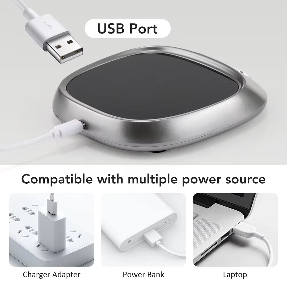 USB Coffee Mug Warmer Smart Heating Coaster With Voice Control For Desk 4