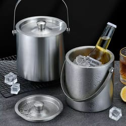 double wall stainless steel ice bucket insulated wine and beer chiller for home bar