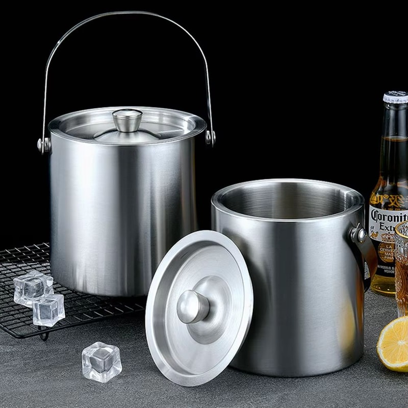 Double Wall Stainless Steel Ice Bucket Insulated Wine And Beer Chiller For Home Bar 3