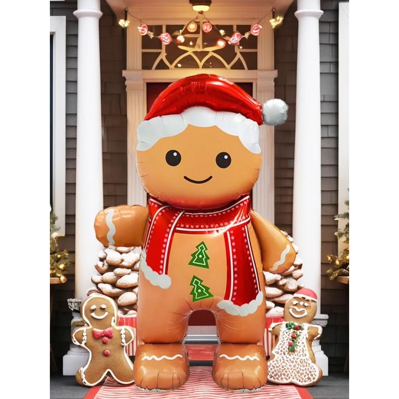 Standing Gingerbread Man Foil Balloon Christmas Party Decoration Air Fill Holiday Balloon 4
