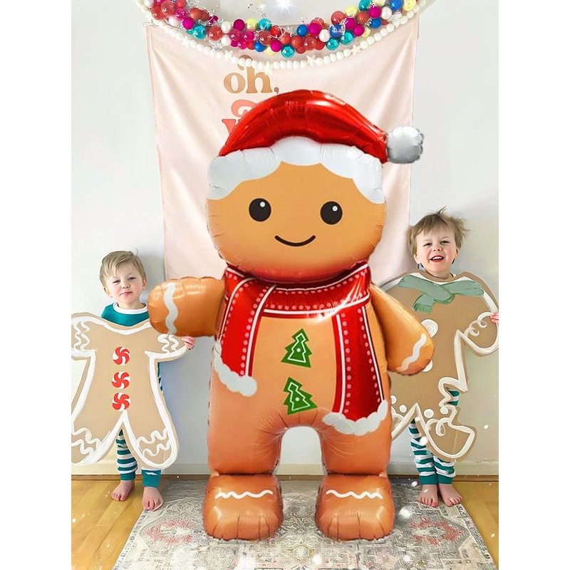 Standing Gingerbread Man Foil Balloon Christmas Party Decoration Air Fill Holiday Balloon 5