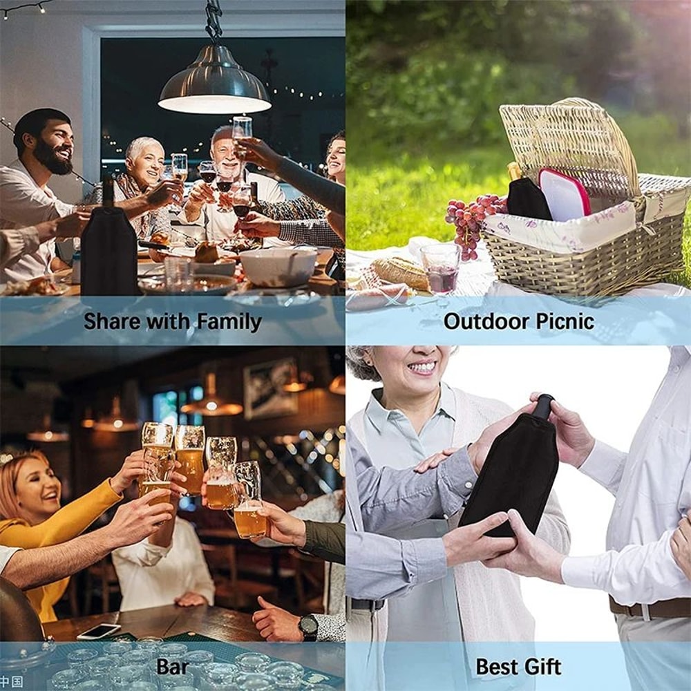 Portable Wine Cooling Sleeve Ice Bag Reusable Beverage Cooler For Picnic And Travel 5