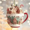 Acrylic Coffee Cup Christmas Ornament 2D Snow House Keychain Pendant Tree Decoration 0