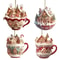Acrylic Coffee Cup Christmas Ornament 2D Snow House Keychain Pendant Tree Decoration 4
