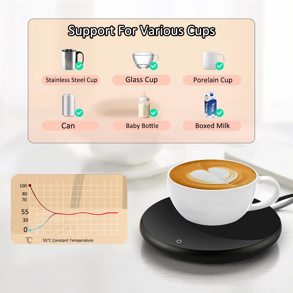 USB Mug Warmer Thermostatic Heating Coaster Coffee Cup Heater For Desk 3