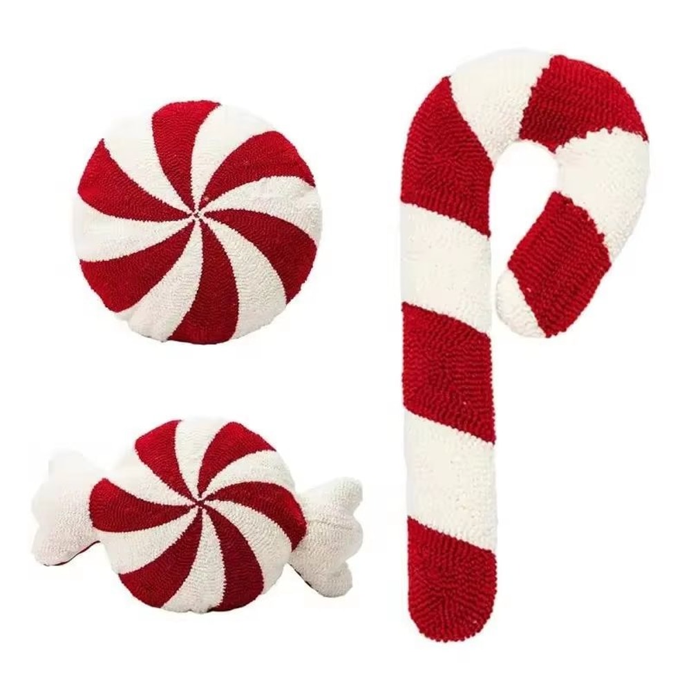 Candy Cane Christmas Throw Pillow Soft Plush Holiday Sofa Cushion Decorative Ornament 0