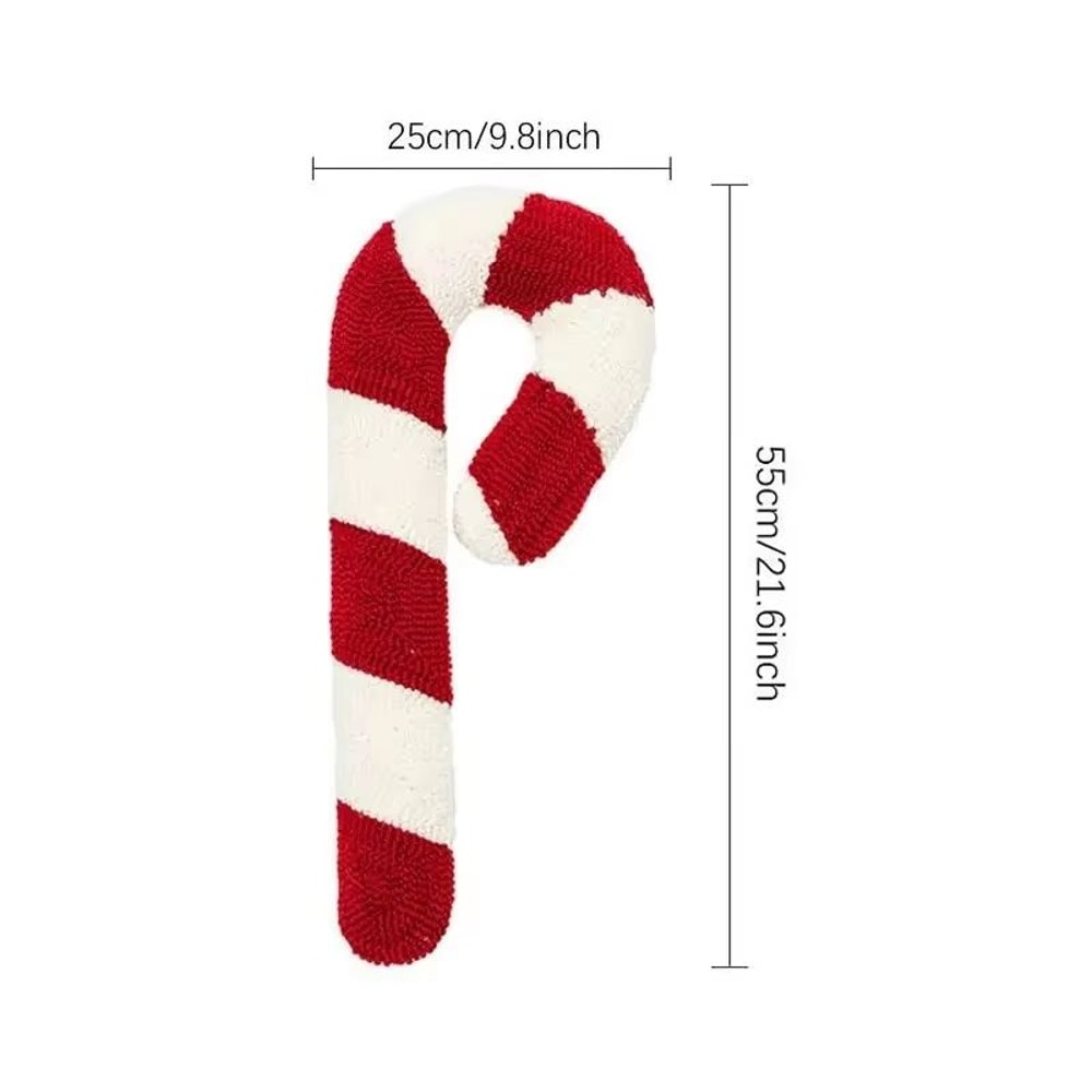 Candy Cane Christmas Throw Pillow Soft Plush Holiday Sofa Cushion Decorative Ornament 6