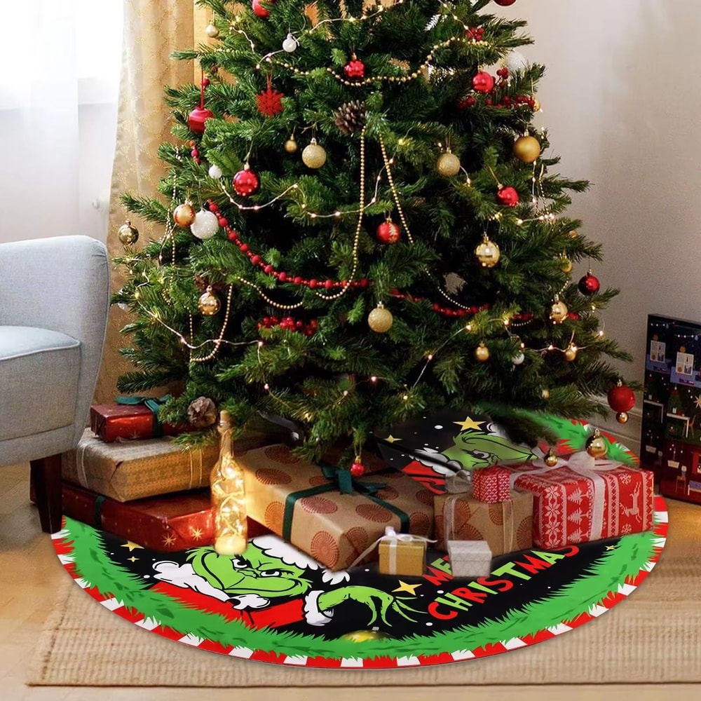 Grinch Inspired Christmas Tree Skirt For Festive Holiday Home Decor 2