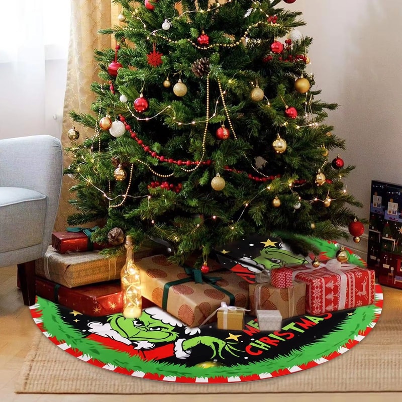 Grinch Inspired Christmas Tree Skirt For Festive Holiday Home Decor 2