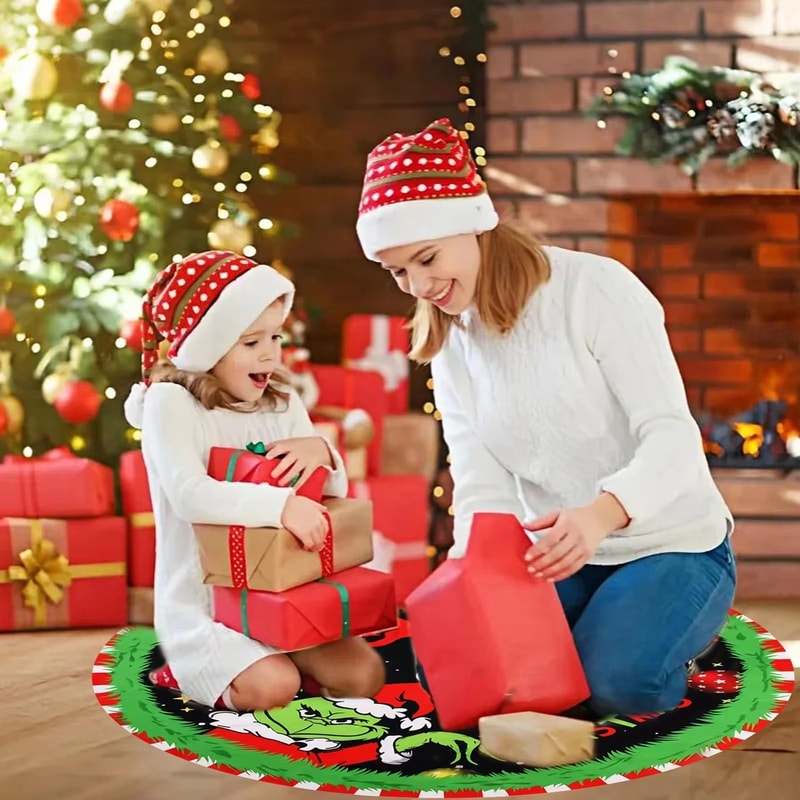 Grinch Inspired Christmas Tree Skirt For Festive Holiday Home Decor 3