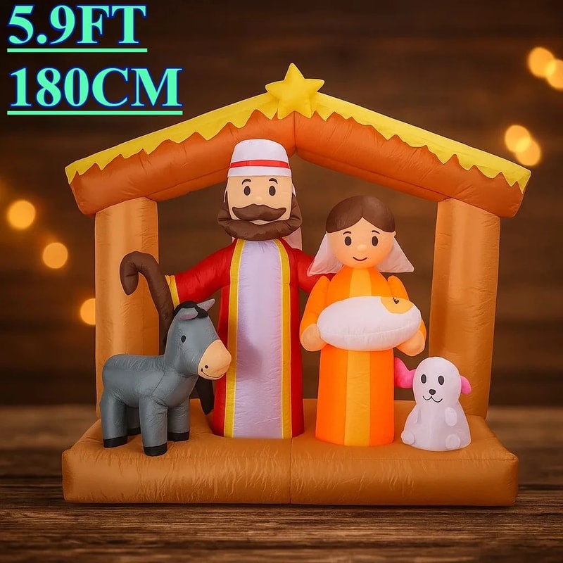 59FT Lighted Nativity Scene Inflatable With Holy Family For Outdoor Christmas Decor 1