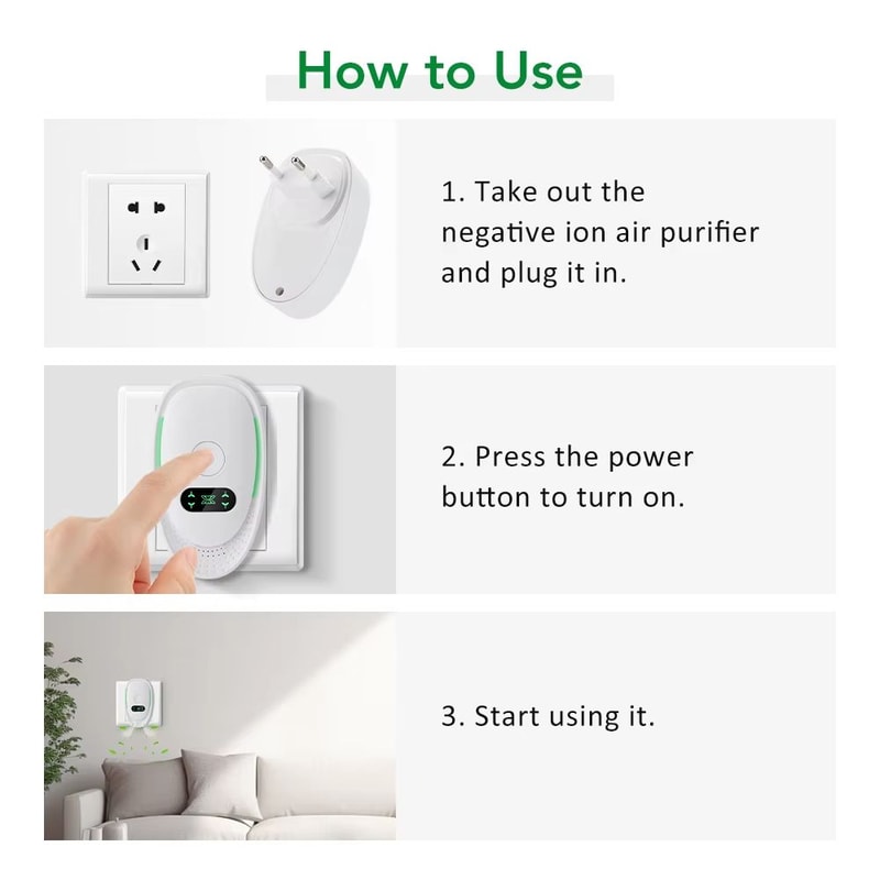PlugIn Mini Air Purifier Negative Ion Generator Smoke Odor Remover For Home 4