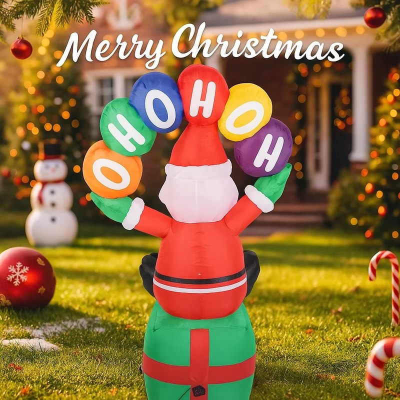 59FT Lighted Santa With Gift Box Inflatable For Outdoor Christmas Yard Decor 3