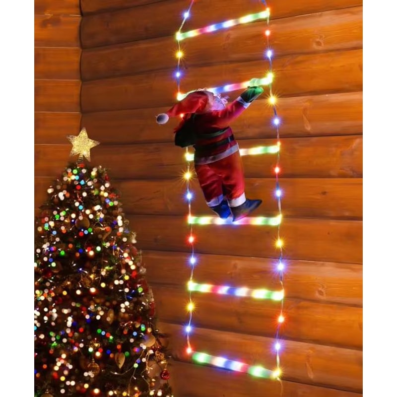 LED Santa Ladder Climbing Light With 8 Modes USB Powered Christmas Decor 6