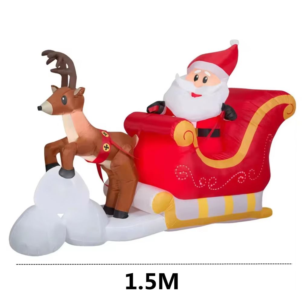 8268in Christmas Inflatable Santa Sleigh With Reindeer LED Outdoor Holiday Decoration 6
