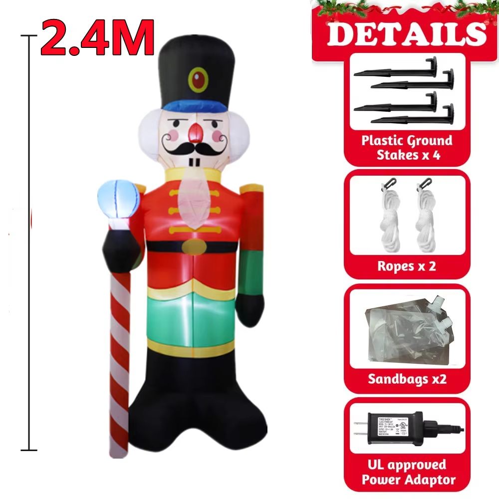 9449in Inflatable Nutcracker Christmas Decoration LED Light Outdoor Holiday Display 5