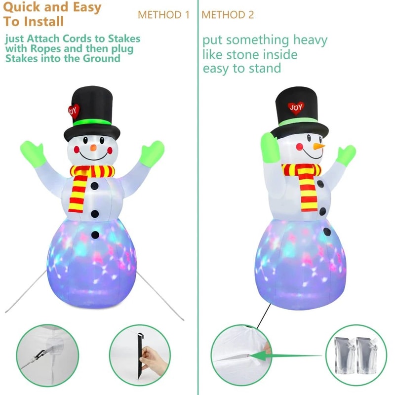 8661in Rotating Snowman Christmas Inflatable With LED Lights Outdoor Holiday Decoration 4