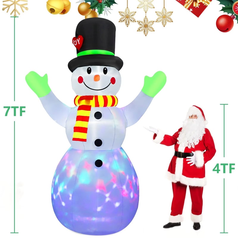8661in Rotating Snowman Christmas Inflatable With LED Lights Outdoor Holiday Decoration 6